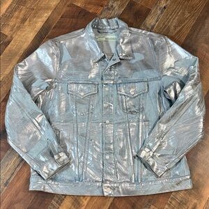 🔥 Off-White Mod Over Jacket Metallic Coated Denim Size L Made in Italy